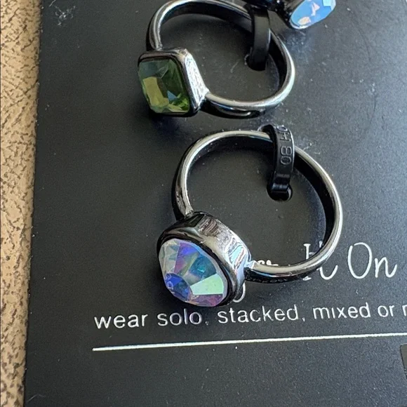 INC Multicolor Crystal Stackable Rings (Set) - Picture 2 of 3